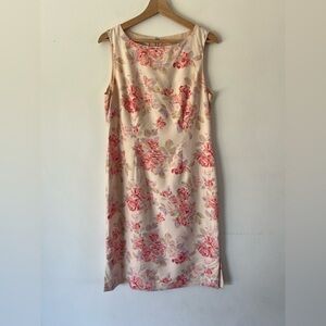 Laura Ashley Cream Floral Mini Dress with Pink Rose Print